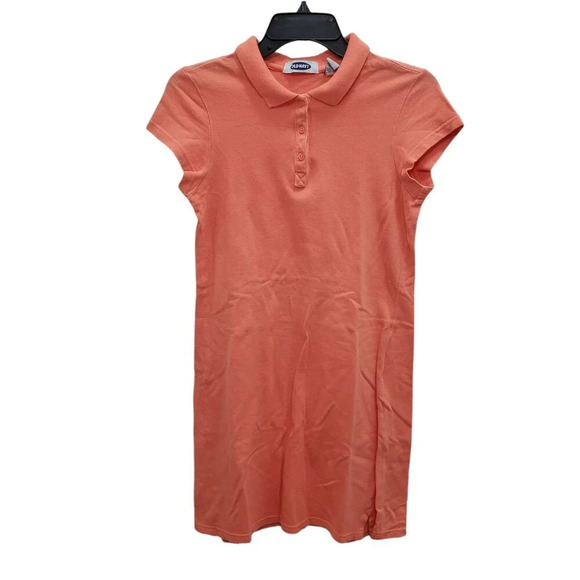Old Navy Women's Y2K Orange Melon Textured Cap Sleeve Cotton Polo Dress Size‎ S - Picture 1 of 7